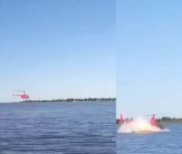 Un helicóptero cayó sobre el Río Paraná y murió el empresario que lo tripulaba