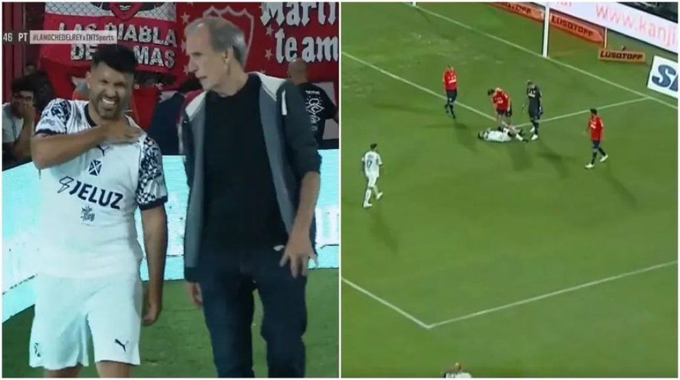 La inesperada lesión que sufrió el Kun Agüero en un partido homenaje de Independiente