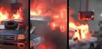 Villa Bosch: Vecinos quemaron un patrullero y otros autos tras la muerte de un delivery