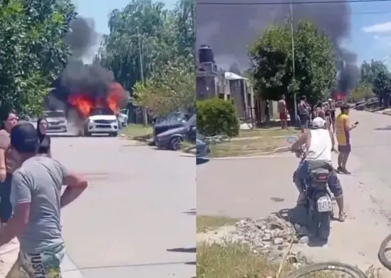  Cañuelas: Un tiroteo terminó en furia vecinal con patrulleros incendiados