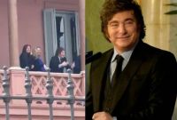 Milei salió al balcón de la Casa Rosada con su Gabinete e hizo el gesto viral de ‘six seven’